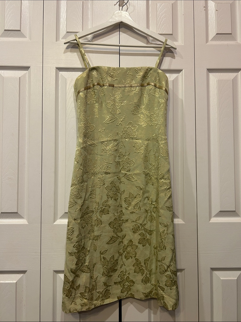 Vintage Carlisle Olive Brocade Dress & Shawl Set